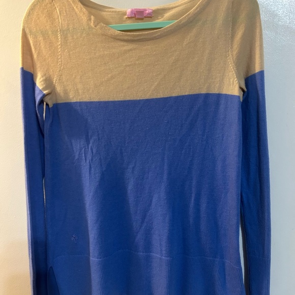 Lilly Pulitzer Tan and Blue Crew Neck Sweater - Picture 1 of 3